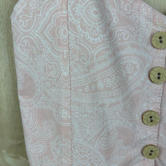 Zara Basics Pink Paisley Babydoll Dress S Button Down Flowy Style - Picture 4 of 8